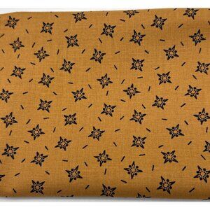 Gold Cotton Fabric 18” x 34” Star & Dash Print Black Accents Quilting